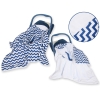 Wendbare Babyautositzdecke - Chevron marineblau